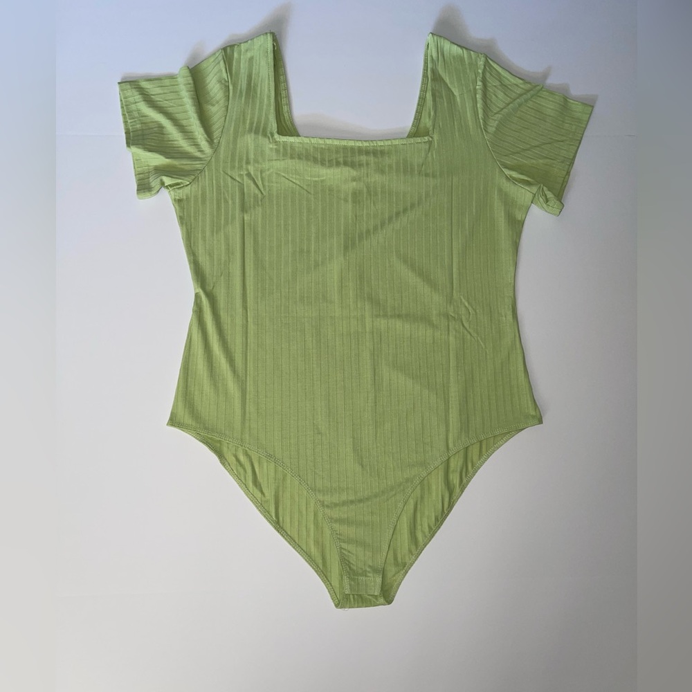 Green Square Neck Body Suit 1X